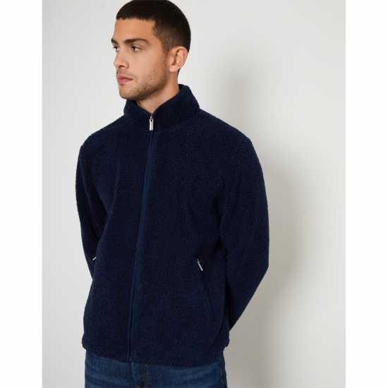 Threadbare Full Zip Borg Fleece Navy 
