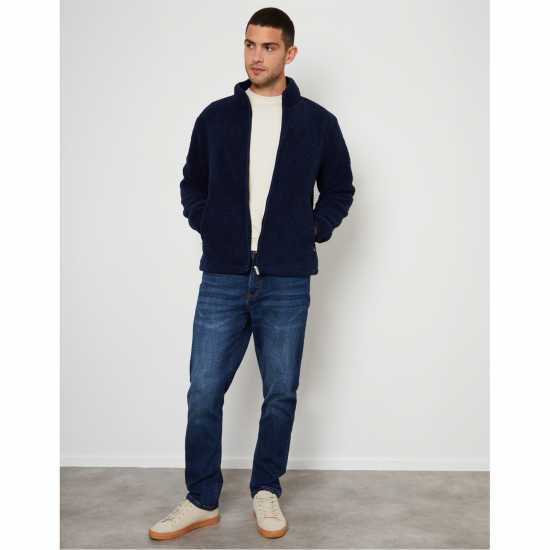 Threadbare Full Zip Borg Fleece Navy 