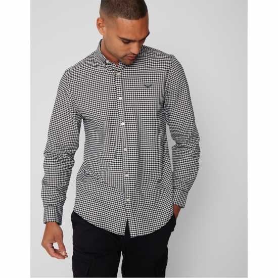 Мъжка Риза Дълъг Ръкав Nicce Check Cotton Long Sleeve Shirt Mens Интер Блек Мъжки ризи