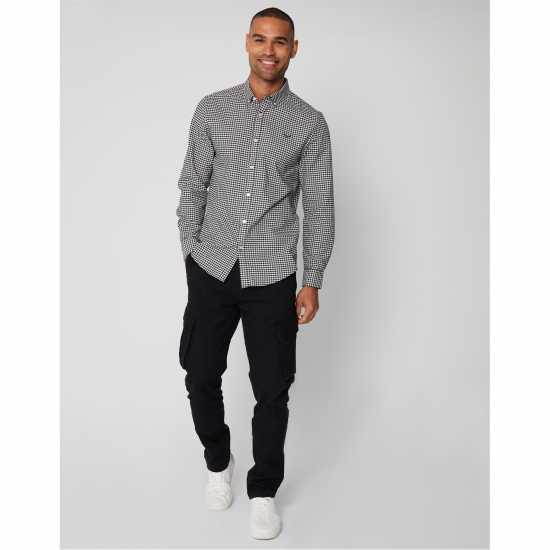 Мъжка Риза Дълъг Ръкав Nicce Check Cotton Long Sleeve Shirt Mens Интер Блек Мъжки ризи