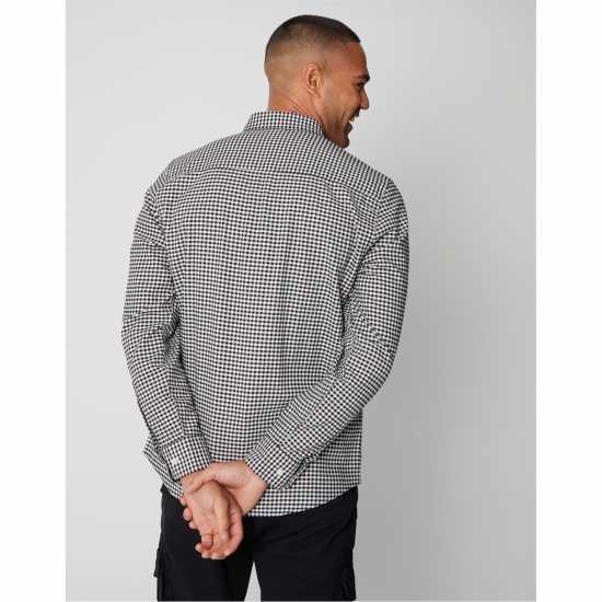 Мъжка Риза Дълъг Ръкав Nicce Check Cotton Long Sleeve Shirt Mens Интер Блек Мъжки ризи
