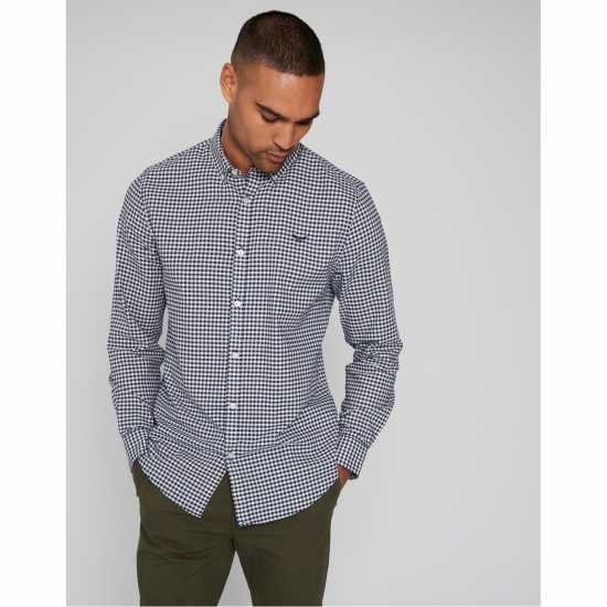 Мъжка Риза Дълъг Ръкав Nicce Check Cotton Long Sleeve Shirt Mens Интер Нейви Мъжки ризи