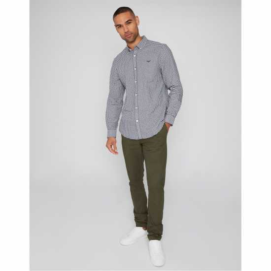 Мъжка Риза Дълъг Ръкав Nicce Check Cotton Long Sleeve Shirt Mens Интер Нейви Мъжки ризи