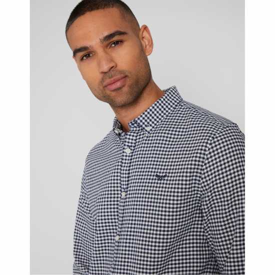 Мъжка Риза Дълъг Ръкав Nicce Check Cotton Long Sleeve Shirt Mens Интер Нейви Мъжки ризи