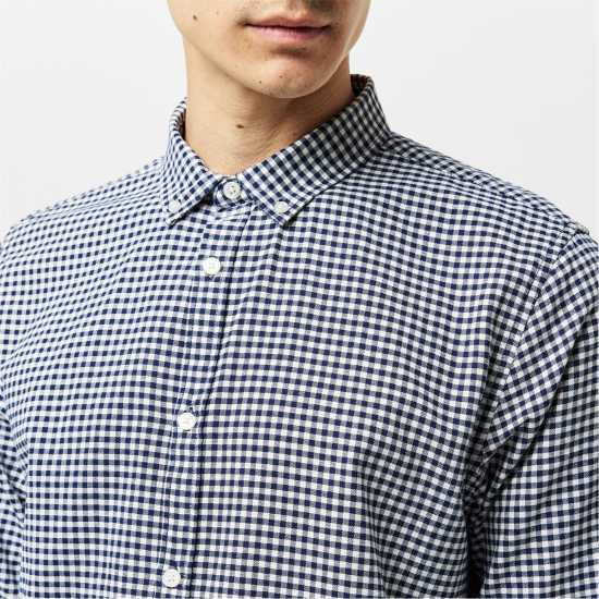 Мъжка Риза Дълъг Ръкав Nicce Check Cotton Long Sleeve Shirt Mens Интер Нейви Мъжки ризи