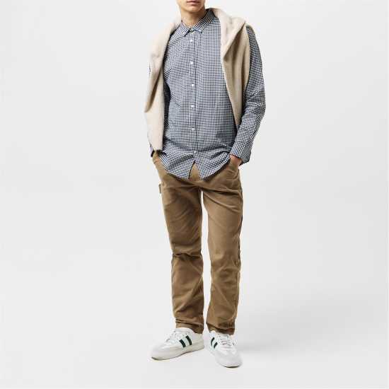 Мъжка Риза Дълъг Ръкав Nicce Check Cotton Long Sleeve Shirt Mens Интер Нейви Мъжки ризи