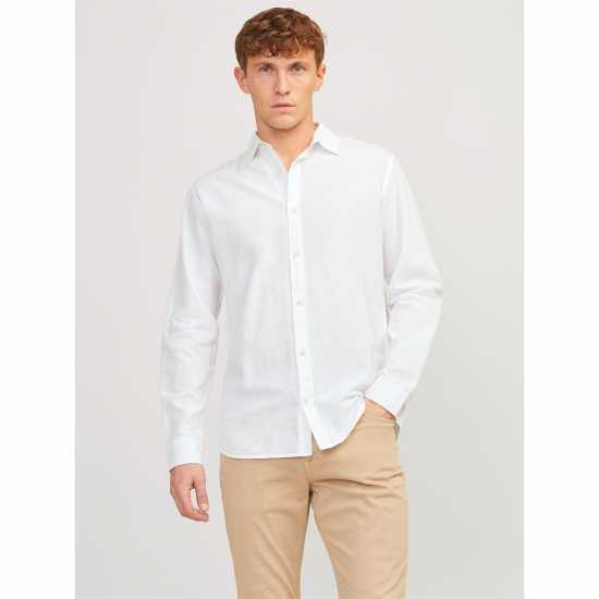 Мъжки ризи Jack And Jones Long Sleeve Linen Shirt Бяло Jack And Jones Long Sleeve Linen Shirt Бяло Мъжки ризи