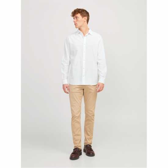 Мъжки ризи Jack And Jones Long Sleeve Linen Shirt Бяло Jack And Jones Long Sleeve Linen Shirt Бяло Мъжки ризи