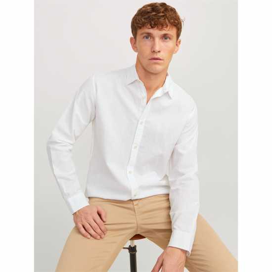 Мъжки ризи Jack And Jones Long Sleeve Linen Shirt Бяло Jack And Jones Long Sleeve Linen Shirt Бяло Мъжки ризи