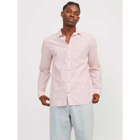 Jack And Jones Long Sleeve Linen Shirt Розова нектар Мъжки ризи