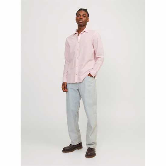 Jack And Jones Long Sleeve Linen Shirt Розова нектар Мъжки ризи