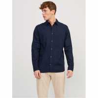 Jack And Jones Long Sleeve Linen Shirt Нави блейзър Мъжки ризи