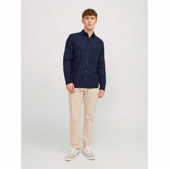 Мъжки ризи Jack And Jones Long Sleeve Linen Shirt Нави блейзър Jack And Jones Long Sleeve Linen Shirt Нави блейзър Мъжки ризи