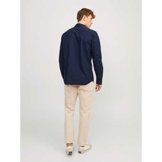 Мъжки ризи Jack And Jones Long Sleeve Linen Shirt Нави блейзър Jack And Jones Long Sleeve Linen Shirt Нави блейзър Мъжки ризи