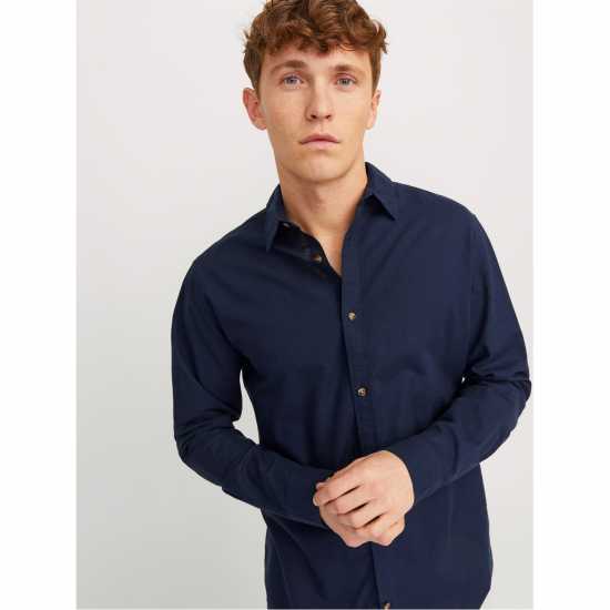 Мъжки ризи Jack And Jones Long Sleeve Linen Shirt Нави блейзър Jack And Jones Long Sleeve Linen Shirt Нави блейзър Мъжки ризи