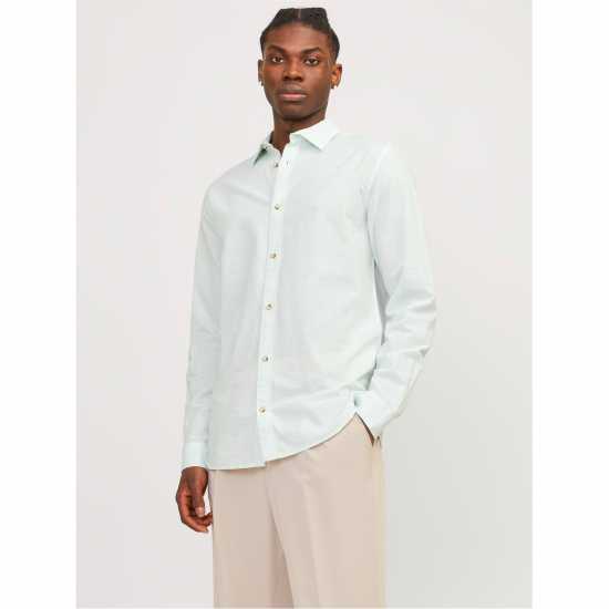 Мъжки ризи Jack And Jones Long Sleeve Linen Shirt Успокояващо море Jack And Jones Long Sleeve Linen Shirt Успокояващо море Мъжки ризи