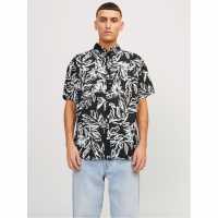 Мъжка Риза Jack And Jones Short Sleeve Aop Shirt Mens Черно Мъжки ризи