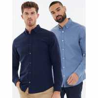 Мъжка Риза Дълъг Ръкав Threadbare 2 Pack Beaconsfield Long Sleeve Shirt Mens  Мъжки ризи