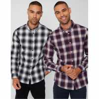 Карирана Мъжка Риза Threadbare Flannel Check Long Sleeve Shirt Mens  Мъжки ризи