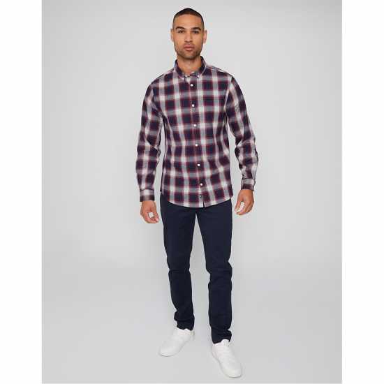 Карирана Мъжка Риза Threadbare Flannel Check Long Sleeve Shirt Mens  Мъжки ризи