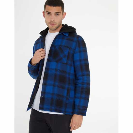 Threadbare Hooded Checked Shacket Mens  Мъжки ризи