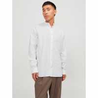 Jack And Jones Long-Sleeve Buttoned Linen Shirt Бяло 