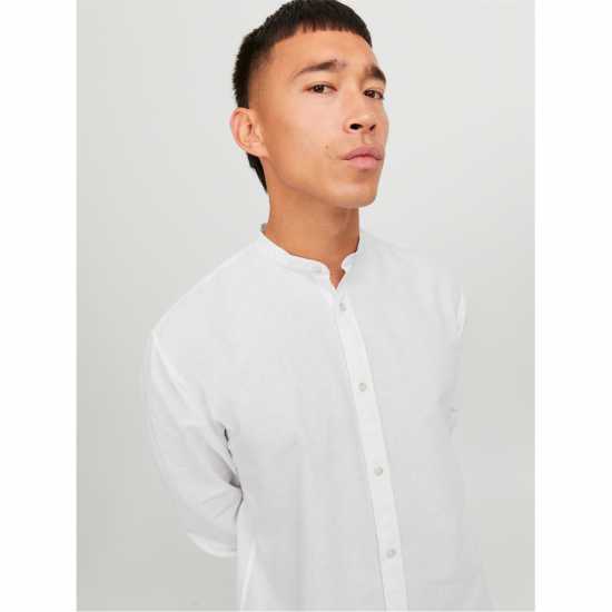 Jack And Jones Long-Sleeve Buttoned Linen Shirt Бяло Jack And Jones Long-Sleeve Buttoned Linen Shirt Бяло