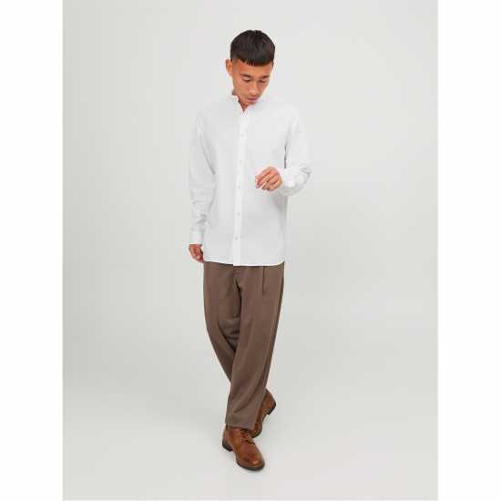 Jack And Jones Long-Sleeve Buttoned Linen Shirt Бяло Jack And Jones Long-Sleeve Buttoned Linen Shirt Бяло