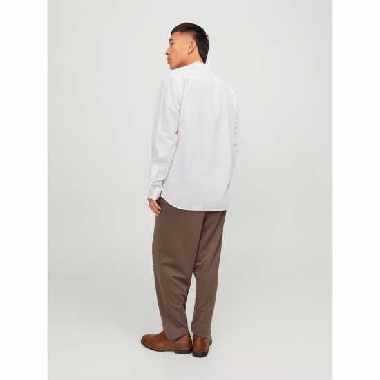 Jack And Jones Long-Sleeve Buttoned Linen Shirt Бяло Jack And Jones Long-Sleeve Buttoned Linen Shirt Бяло