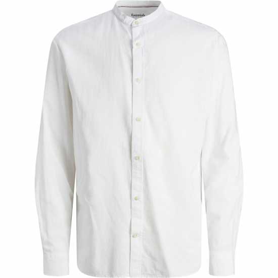 Jack And Jones Long-Sleeve Buttoned Linen Shirt Бяло Jack And Jones Long-Sleeve Buttoned Linen Shirt Бяло
