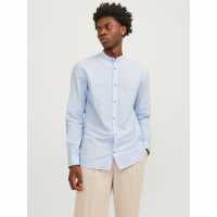 Jack And Jones Long-Sleeve Buttoned Linen Shirt Кешмир Син 
