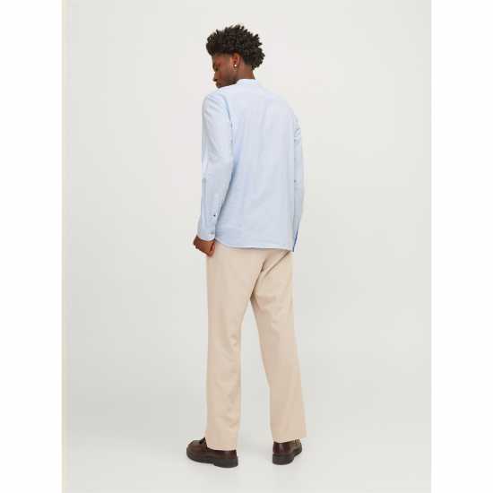 Jack And Jones Long-Sleeve Buttoned Linen Shirt Кешмир Син 