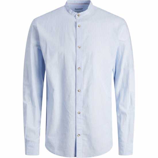 Jack And Jones Long-Sleeve Buttoned Linen Shirt Кешмир Син 