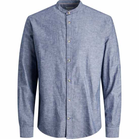Jack And Jones Long-Sleeve Buttoned Linen Shirt Изчезнало деним Jack And Jones Long-Sleeve Buttoned Linen Shirt Изчезнало деним