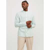 Jack And Jones Long-Sleeve Buttoned Linen Shirt Успокояващо море 