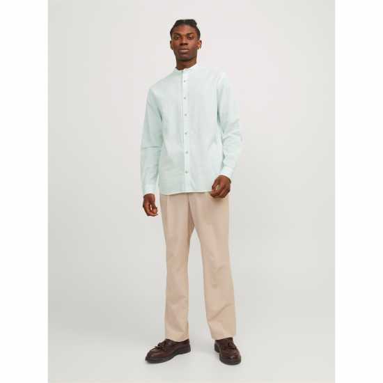 Jack And Jones Long-Sleeve Buttoned Linen Shirt Успокояващо море 