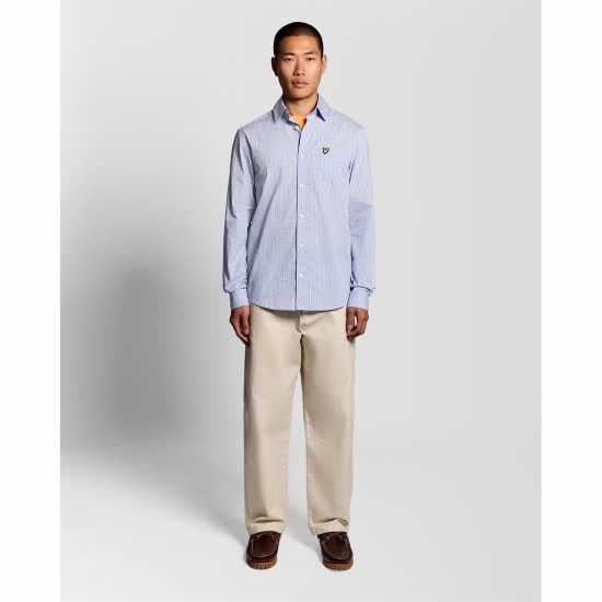 Lyle And Scott Lyle Check Ls Shirt Sn62 Chalk Blue W444 