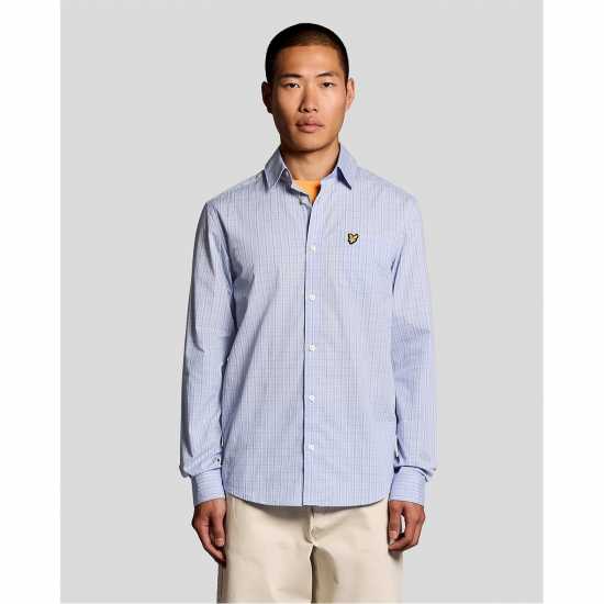 Lyle And Scott Lyle Check Ls Shirt Sn62 Chalk Blue W444 
