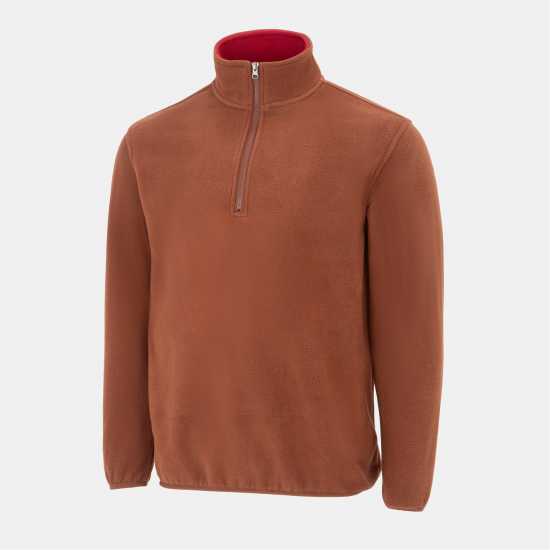 Donnay Мъжко Яке Полар Quarter Zip Fleece Jacket Mens Brown Мъжки полар