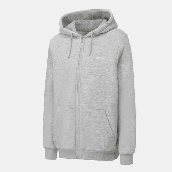 Slazenger Borg Lined Fleece Hoodie Mens Сив марл 