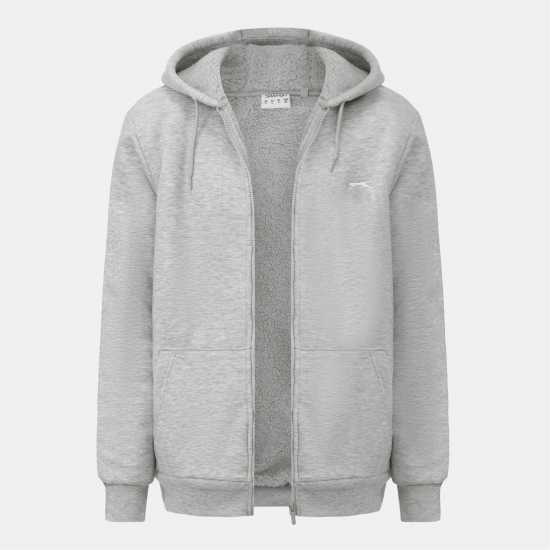 Slazenger Borg Lined Fleece Hoodie Mens Сив марл 