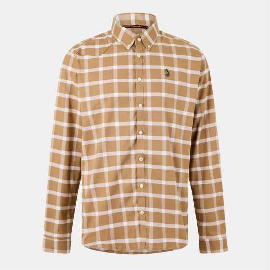 Мъжки ризи Мъжка Риза Luke Oxford L/s Shirt Mens Ecru Caramel Мъжка Риза Luke Oxford L/s Shirt Mens Ecru Caramel Мъжки ризи