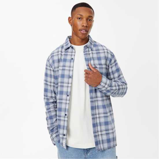 Фланелена Риза Jack Wills Check Flannel Shirt Морска синьо Мъжки ризи