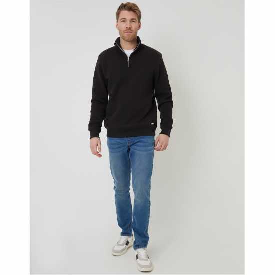 Threadbare Men's Quarter Zip Fleece Черно 