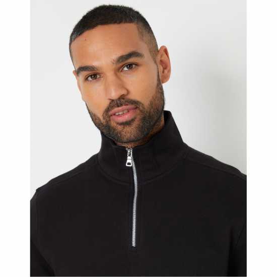 Threadbare Men's Quarter Zip Fleece Черно 