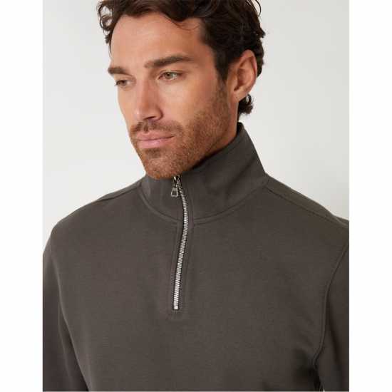 Threadbare Men's Quarter Zip Fleece Желязо Въглен 