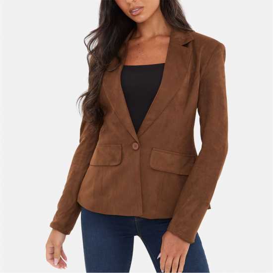 Cinched Waist Suede Blazer Cinched Waist Suede Blazer