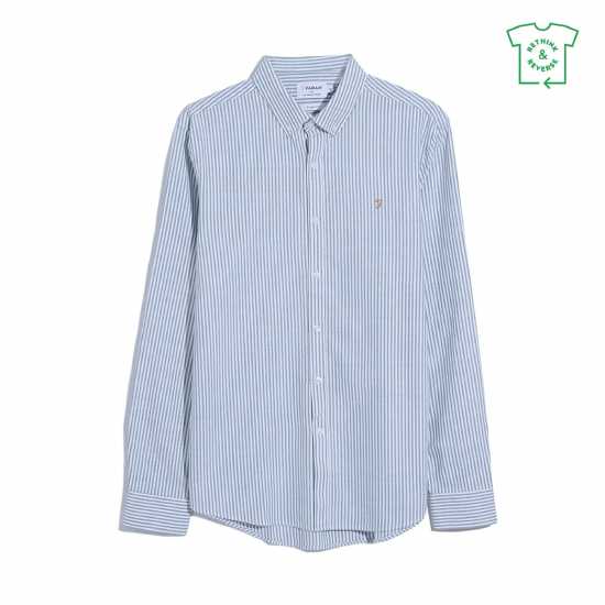 Farah Men's Long Sleeve Patterned Shirt Green 387 
