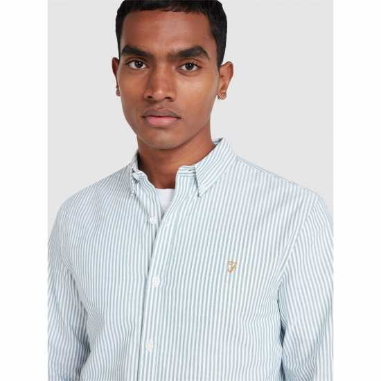 Farah Men's Long Sleeve Patterned Shirt Green 387 