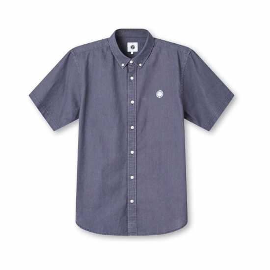 Pretty Green Linen Short Sleeve Shirt Тъмно сиво Мъжки ризи